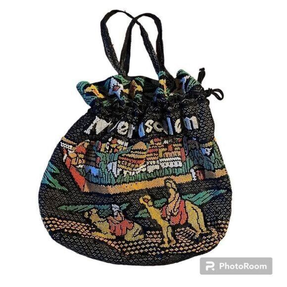 Jerusalem Beaded Tote Cinch Drawstring Bag - I love Jerusalem - Picture 1 of 8